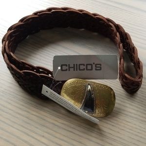 Leather Belt with Brass Buckle